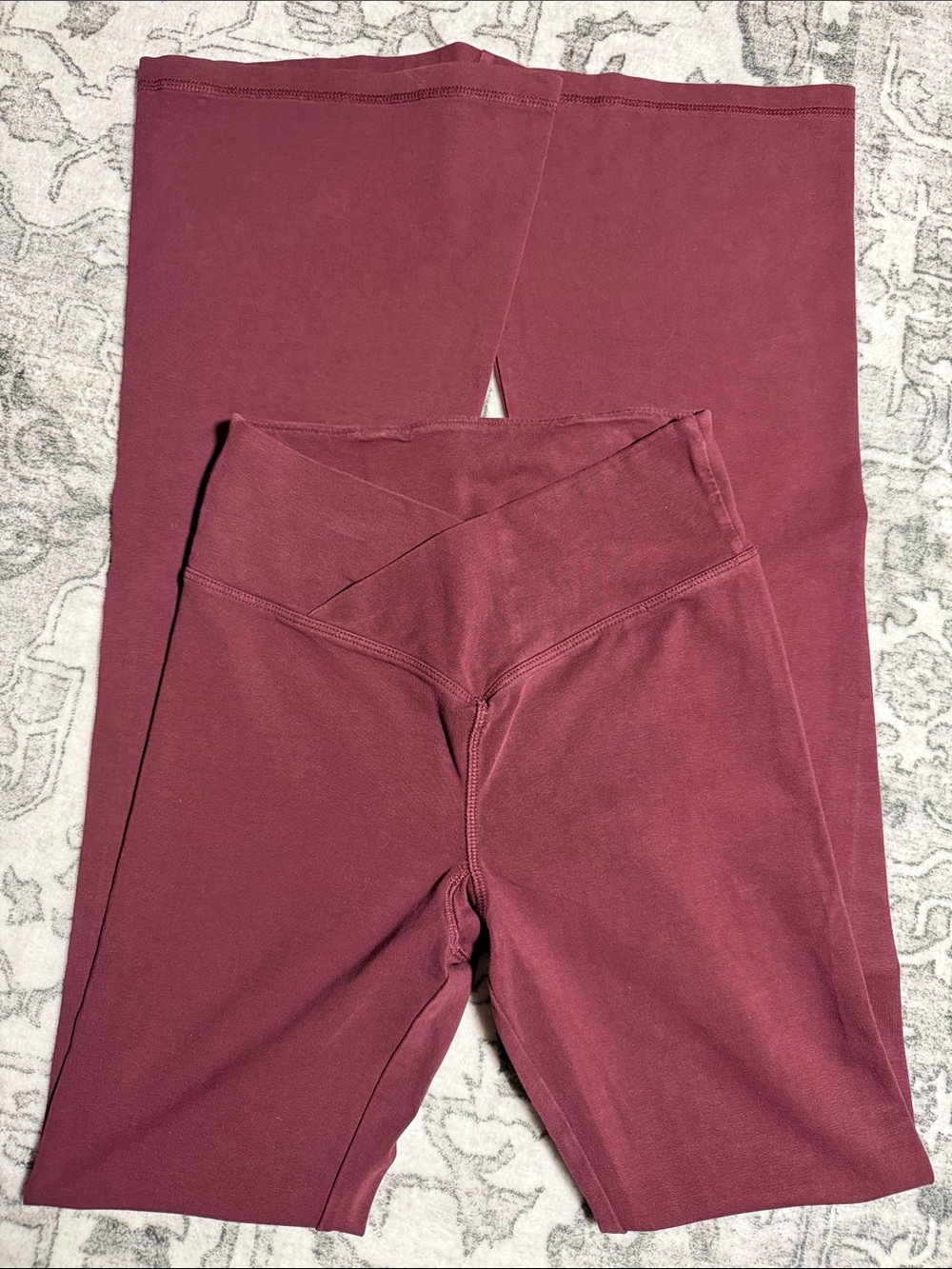 PINK Victoria's Secret Burgundy Crisscross Waist Leggings